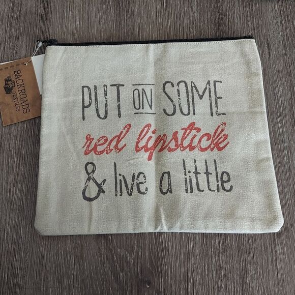 Cosmetic Makeup Travel Bag - Put on Some red Lipstick & live a little - Canvas - Picture 1 of 5
